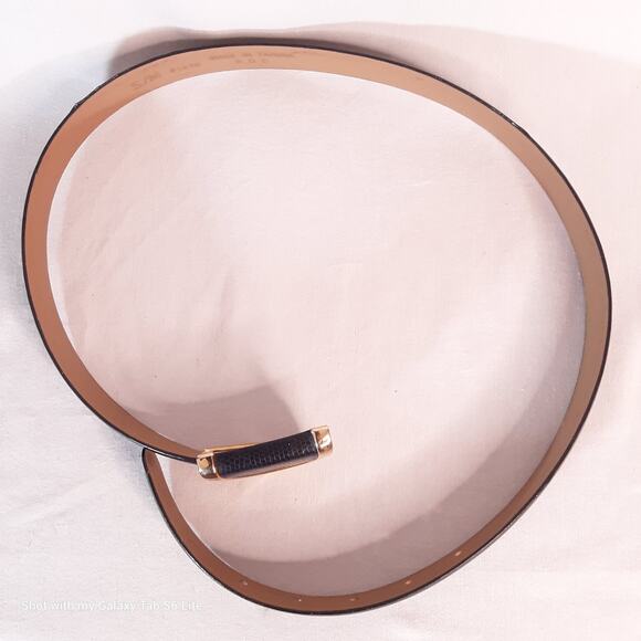 Vintage Taiwan Belt Small Medium Waist Navy Blue Half Circle Fashion Buckle - Picture 6 of 12